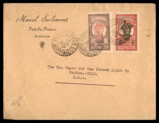 Martinique Fort De France To Us Canton Ohio 1919 Commercial Cover
