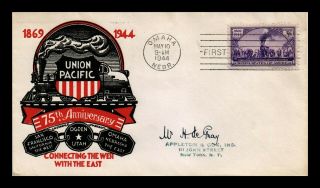 Us Cover Transcontinental Railroad Fdc Staehle Smartcraft Thermograph Scott 922
