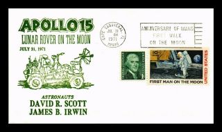 Dr Jim Stamps Us Lunar Rover On Moon Apollo 15 Space Event Cover 1971