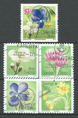 ˳˳ ҉ ˳˳sw02 Sweden Sverige Complete Set 2012 Different Flowers Colours