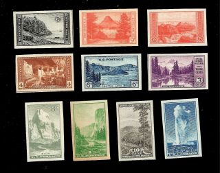 Us 1934 Sc 756 - Sc 765 National Parks Imperforate - Nh - 10 Stamps