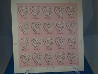 1 4152.  58 Silver Heart Stamps Full Sheet Of 20