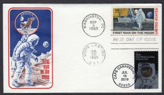 2019/1969 Apollo 11 & Man Walks On The Moon 50th - Cover Craft Dual Fdc Pd367