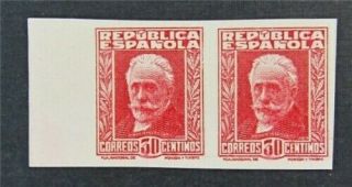Nystamps Spain Stamp 521 Og Nh Paid: $100 Imperf Pairs