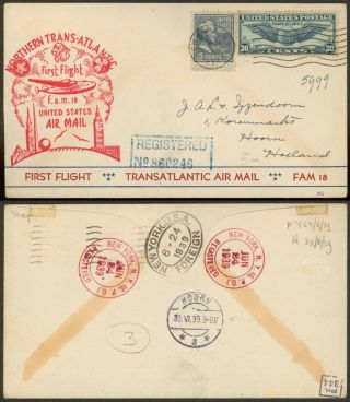 Usa 1939 - 1st Flight Air Mail Cover To Netherlands 30521/5