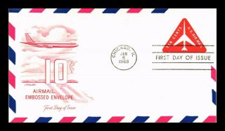 Dr Jim Stamps Us 10c Air Mail Embossed First Day Postal Stationery Cover