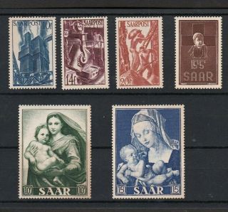 Saar (saargebiet) 1950s Selected Mnh Stamps Including Marian Year (6)