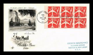 Dr Jim Stamps Us 7c Air Mail Booklet Pane First Day Cover Art Craft