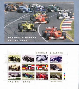 Albania Stamps 2000.  Racing Cars.  Formula 1.  Sport.  Souvenir Sheet Booklet Mnh