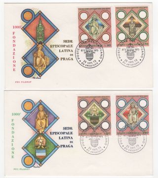 1973 Vatican City - 2 X First Day Covers Millennium Of Diocese Of Prague Sg601/4