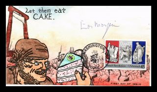 Us Cover French Revolution Airmail Fdc Hand Painted Humor Let Them Eat Cake