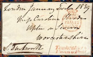 Freefront Signed Dinkworth? London To Upton On Severn Via Tewkesbury 1839