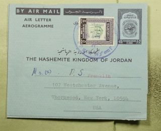 Dr Who 1974 Jordan Amman To Usa Aerogramme Uprated Stationery C125723