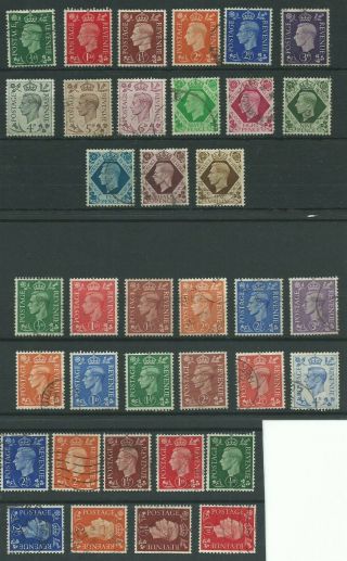 Gb Kgvi 1937 - 1951 Definitives 1937,  1941 & 1950 Issues Complete Fine (4160)