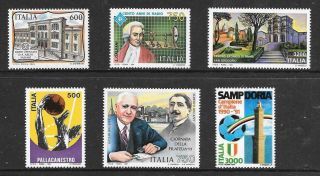 Italy - 6 X Mnh Singles - 1991 Issues.  Cat £18,