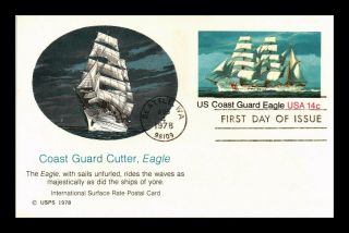Dr Jim Stamps Us Coast Guard Cutter Eagle Fdc Postal Card Ux76