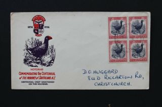 Da905 Zealand 1956 Fdc Southland Centennial Multiple Of 4 8d Stamps