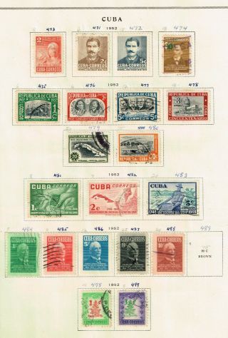 Us Stamp Possessions Couba 1952 - 53 Stamps On Album Page 2 Pages