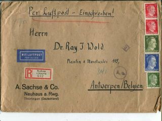 Germany Reg Censor Air Mail Cover To Belgium,  Year Unclear,  25x17cm