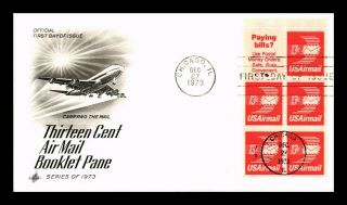 Dr Jim Stamps Us 13c Air Mail Flying Letter Booklet Pane First Day Cover