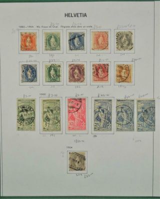 Switzerland Stamps 1882 - 1900 Good Selection On Page (a145)