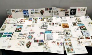 32 X First Day Covers Job Lot Bundle Gandhi Live Aid 1970s Rugby Union Stamps