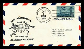 Dr Jim Stamps Us Fam 14 Los Angeles First Flight Air Mail Cover Melbourne