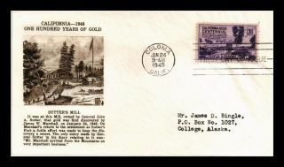 Dr Jim Stamps Us Sutters Mill California Gold Centennial Fdc Cover Scott 954