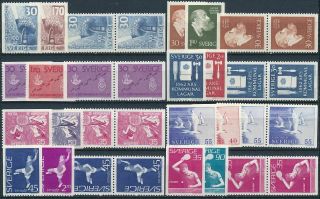 Sweden 1958 - 71 Complete Sets,  8 Different Mnh.