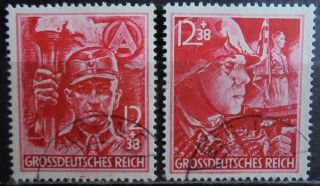 German Reich 1945 12th Anniversary Of Third Reich Set Of 2 F/used