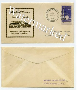 Merchant Marine - Souvenir Cancel - Grace Line - Seapost - Ss Santa Inez - 1939