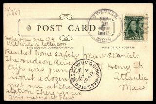 Michigan Otisville September 18 1907 Postcard To Quincy Ma Atlantic Station Arri