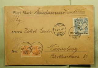 Dr Who 1921 Germany Ovpt Frankfurt To Nurnberg Pair E56327