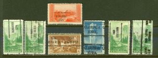 Iowa Precancel On Seven 1934 National Parks Issues, .  Small Towns,  Types
