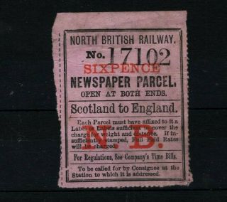Gb Qv Locals 6d Railway Newspaper Stamp North British Railway Scotland Ma194