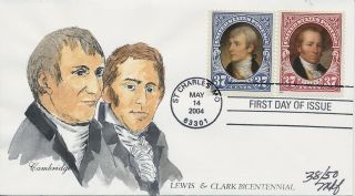 3855 - 6 Lewis & Clark Expedition Hand Painted Mary Fisher Cachet First Day Cover