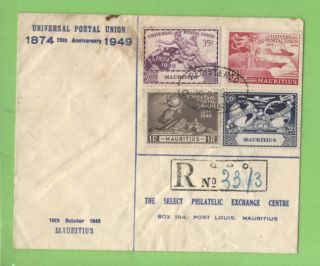 Mauritius 1949 Kgvi Upu Set On Registered Printed First Day Cover