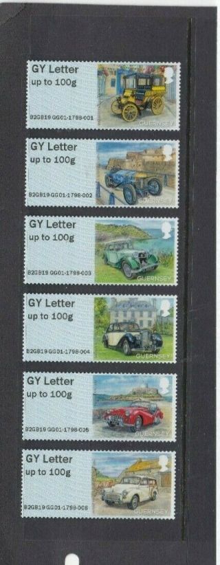 Guernsey:post & Go,  " Old Cars " Local Letter Strip,  2019 Mnh (recept)