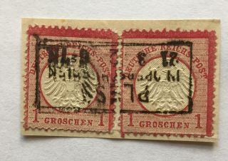 German Deutsche Reich Post 1875 1 Groschen Pless Inverted Overprint,  Rare