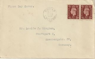 30.  07.  1937 Fdc Cover George Vi Sent From Bootle Liverpool To Stuttgart Germany