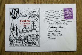 Herm Island 18.  9.  1961 Fdc Complete With Stamps & Postmarks Front And Back 226
