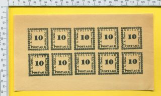 29x7 ? Tx Goliad Clarke Pm 5c Confederate Provisional Reprint Sheet Of 10 Stamp