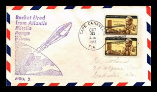 Dr Jim Stamps Us Anna 2 Rocket Space Event Air Mail Cover Cape Canaveral 1962