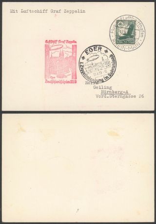 Germany 1939 - Zeppelin Flight Air Mail Postcard Eger 30566/1