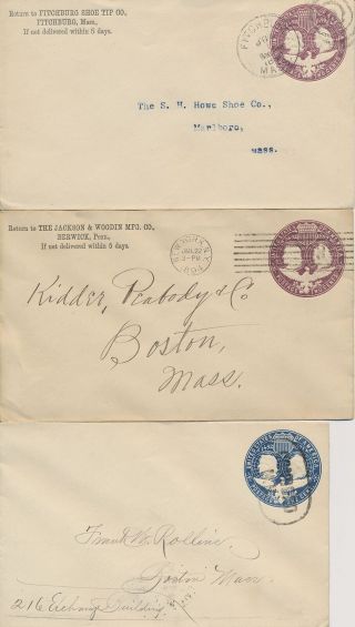 Group Of 9 U348 & U349 Columbian Postal Envelopes 1893 - 4 Several Cancels &