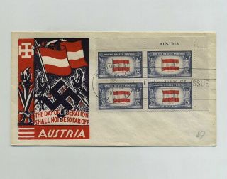 1943 Wwii Ww2 Us Anti - Axis Fdc First Day Cover Envelope Austria Liberation W8117