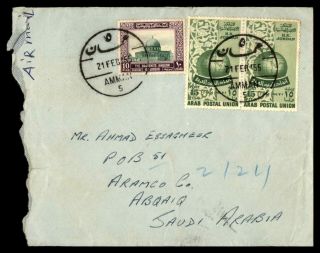 Mayfairstamps Jordan 1955 Amman Pair To Saudi Arabia Cover Wwb49375