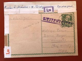 Agrome Austria 1910’s Stationery Postal Card Poland To Hungary Transferred (a780
