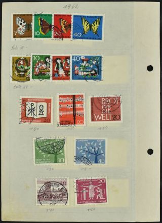 West Germany 1960 - 62 Double Sided Album Page Of Stamps V9558