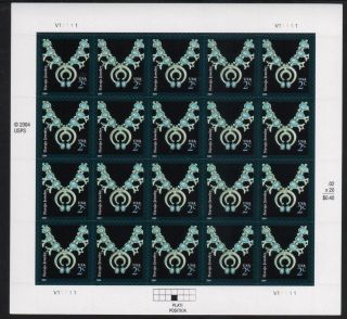 Native Art Us Americana Scott 3750 Navajo Jewelry V111111 20 Vf 2c Stamp Sheet